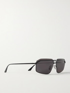 BALENCIAGA - Rectangle-Frame Logo-Detailed Metal Sunglasses - Black