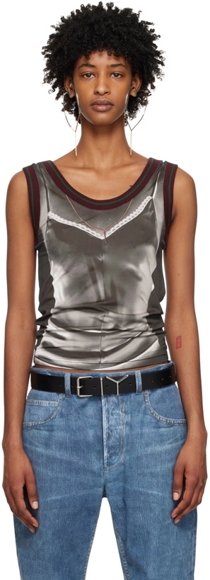 Photo: Y/Project Burgundy Jean Paul Gaultier Edition Trompe L'Oeil Lingerie Tank Top