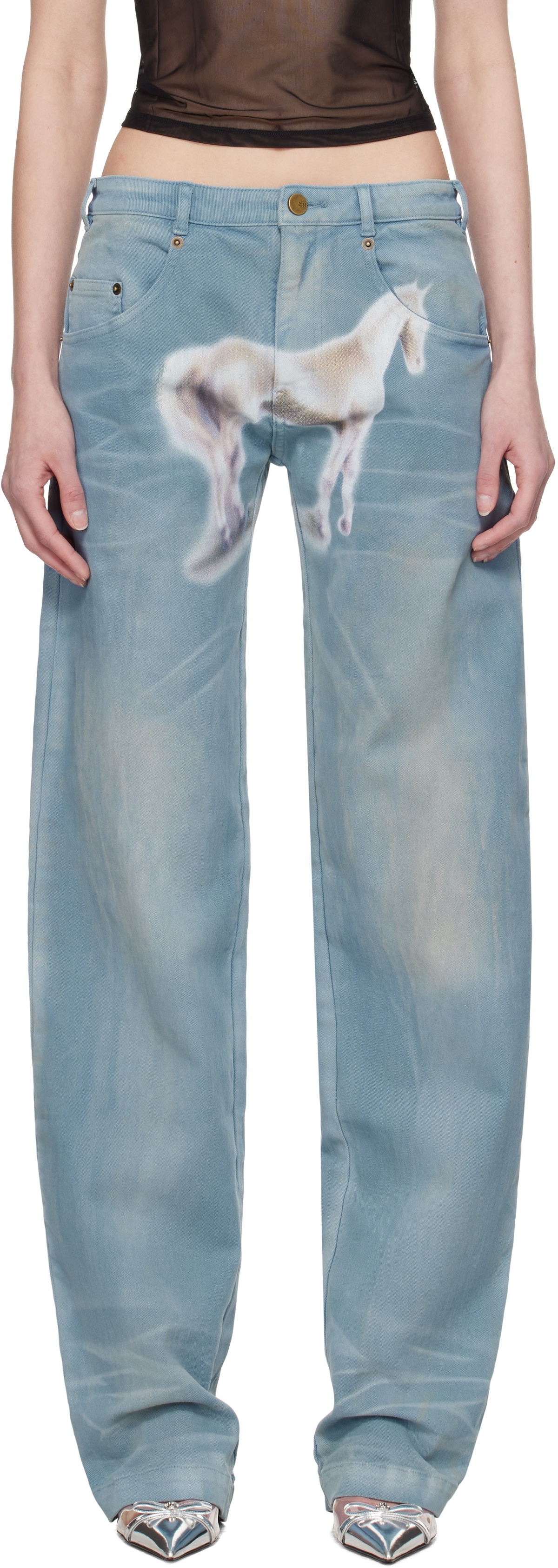 Mowalola Blue MISS SIXTY Edition Air Spray Straight Leg Jeans