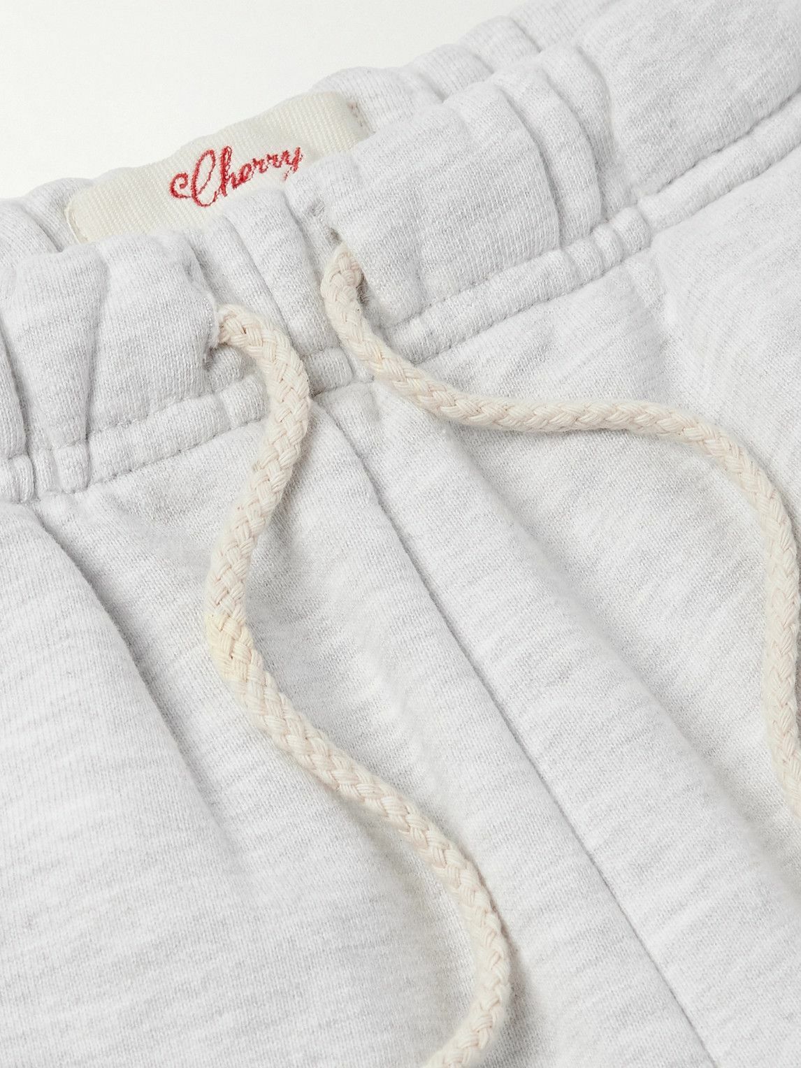 Cherry Los Angeles - Straight-Leg Appliquéd Cotton-Jersey Drawstring Shorts - Gray