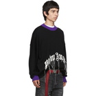 Palm Angels Black Fringed Logo Sweater