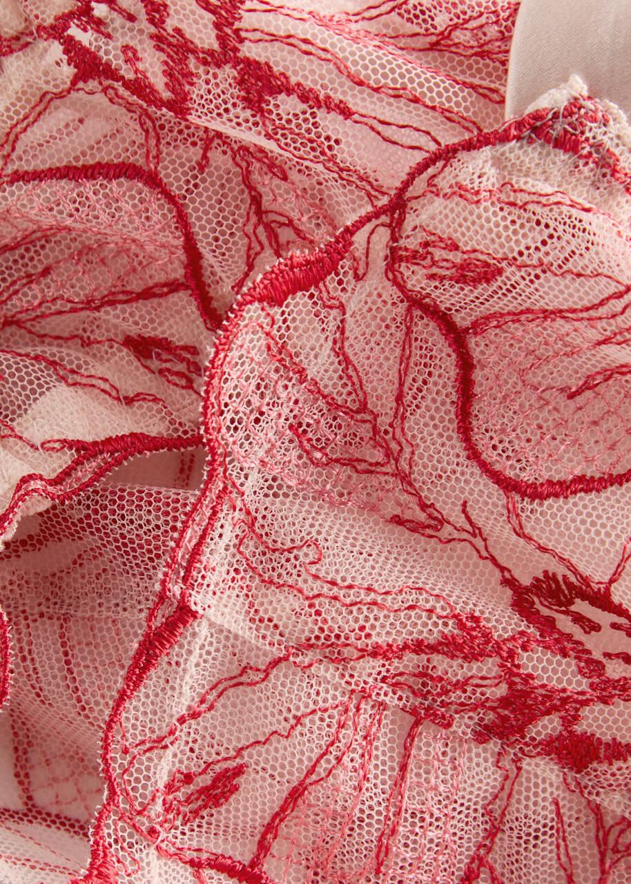 Fleur OF England Rosa Embroidered Tulle Underwired bra Pink