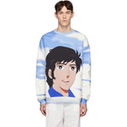 MSGM Blue and White Shiro Print Sweatshirt