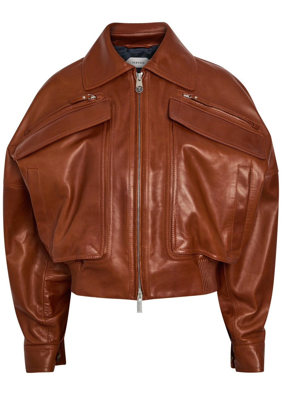 Versace Leather Jacket Brown