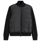 Moncler Men's Hybrid Padded Front Wool Zip Jacket in Black