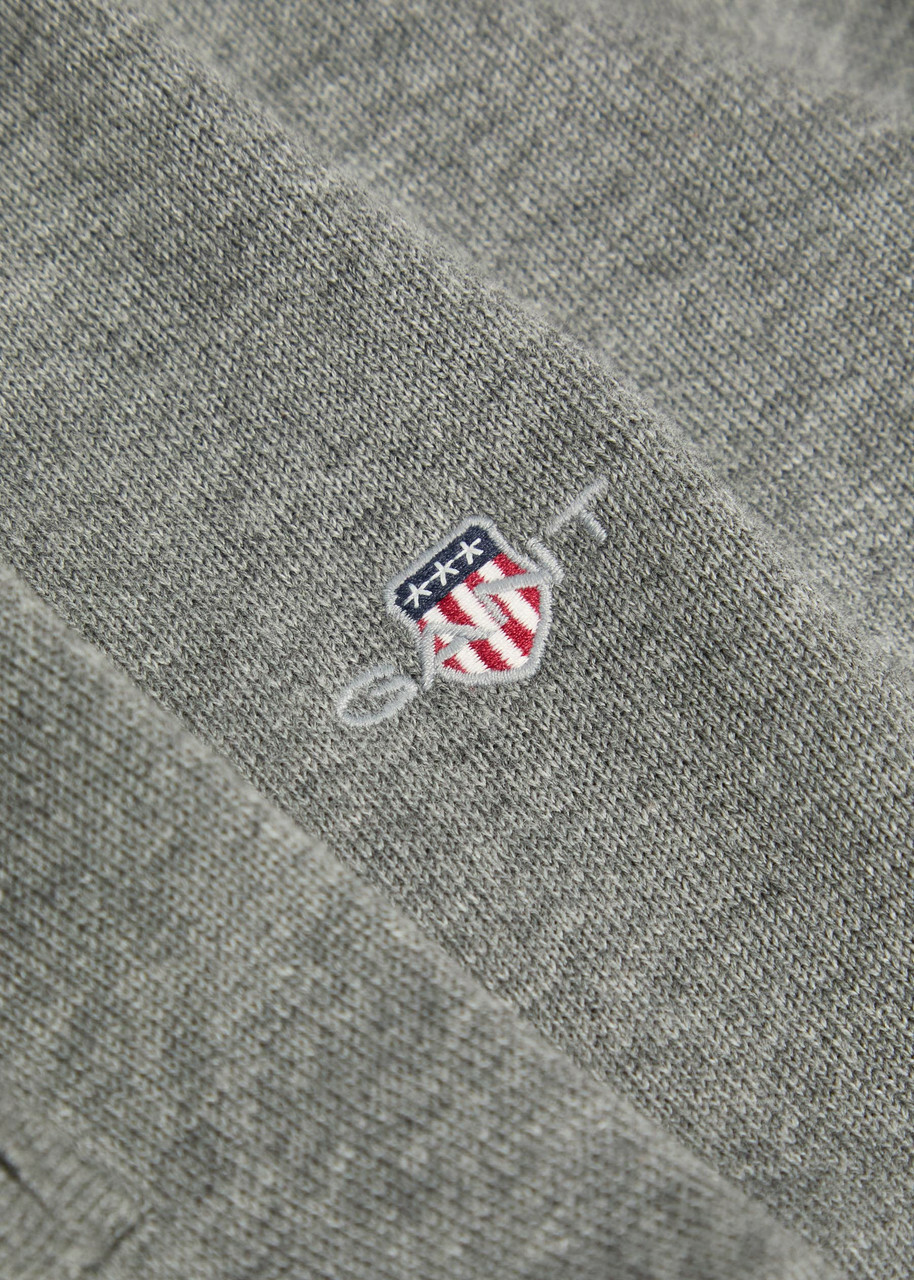 Gant Logo-embroidered Quarter-zip Cotton Jumper Dark Grey
