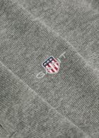 Gant Logo-embroidered Quarter-zip Cotton Jumper Dark Grey