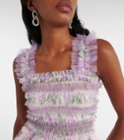 Susan Fang Shirred floral tulle top