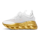Versace White and Gold Chain Reaction Sneakers