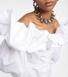 Alexander McQueen - Ruffled off-shoulder cotton poplin top