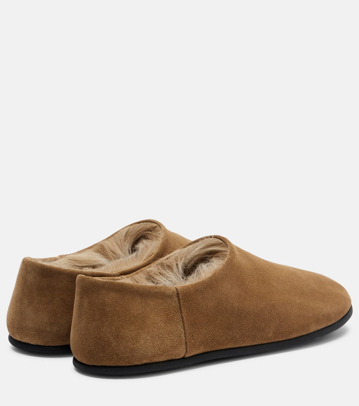 Christen Big Bootie shearling-trimmed suede slip-on shoes