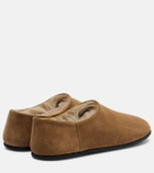 Christen Big Bootie shearling-trimmed suede slip-on shoes