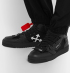 Off-White - Off-Court Full-Grain Leather and Canvas High-Top Sneakers - Black