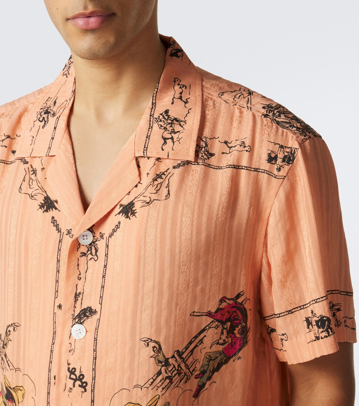 Bode Bronco printed silk baseball shirt