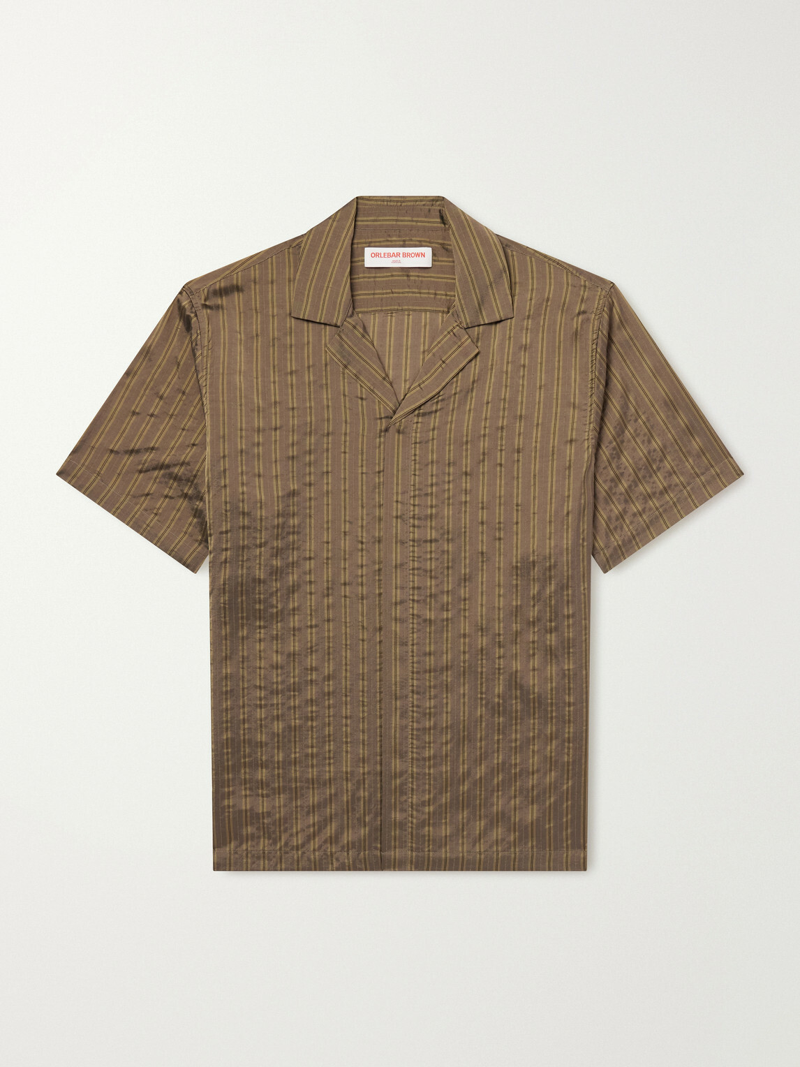 Orlebar Brown - Maitan Villa Camp-Collar Striped Woven Shirt - Brown