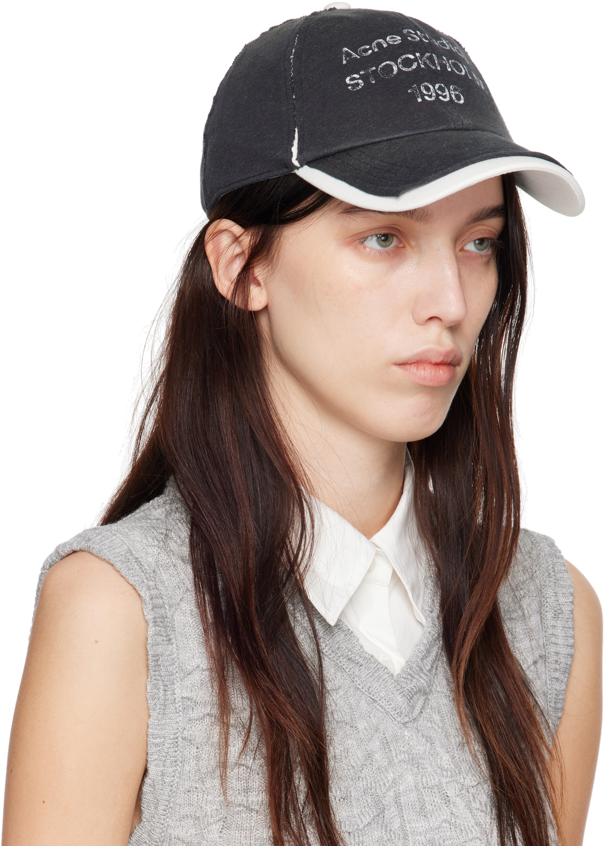 Acne Studios Black & White Logo Stamp Cap Acne Studios