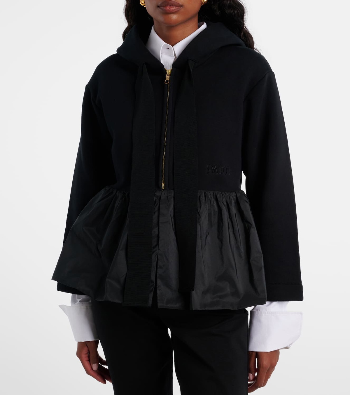 Patou Faille-trimmed cotton jersey zip-up hoodie