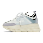 Versace White and Purple Chain Reaction Sneakers