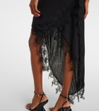 Blumarine Asymmetric lace-trimmed midi dress