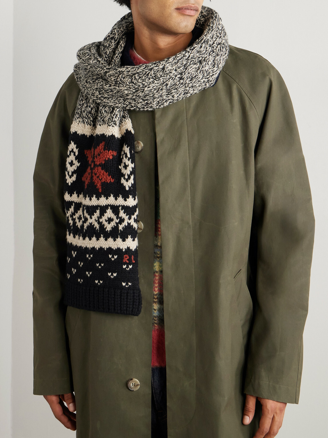 Polo Ralph Lauren - Cable-Knit and Fair Isle Wool, Cotton and Linen-Blend Scarf