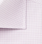 Ermenegildo Zegna - Grape Slim-Fit Cutaway-Collar Checked Trofeo Cotton-Poplin Shirt - Grape