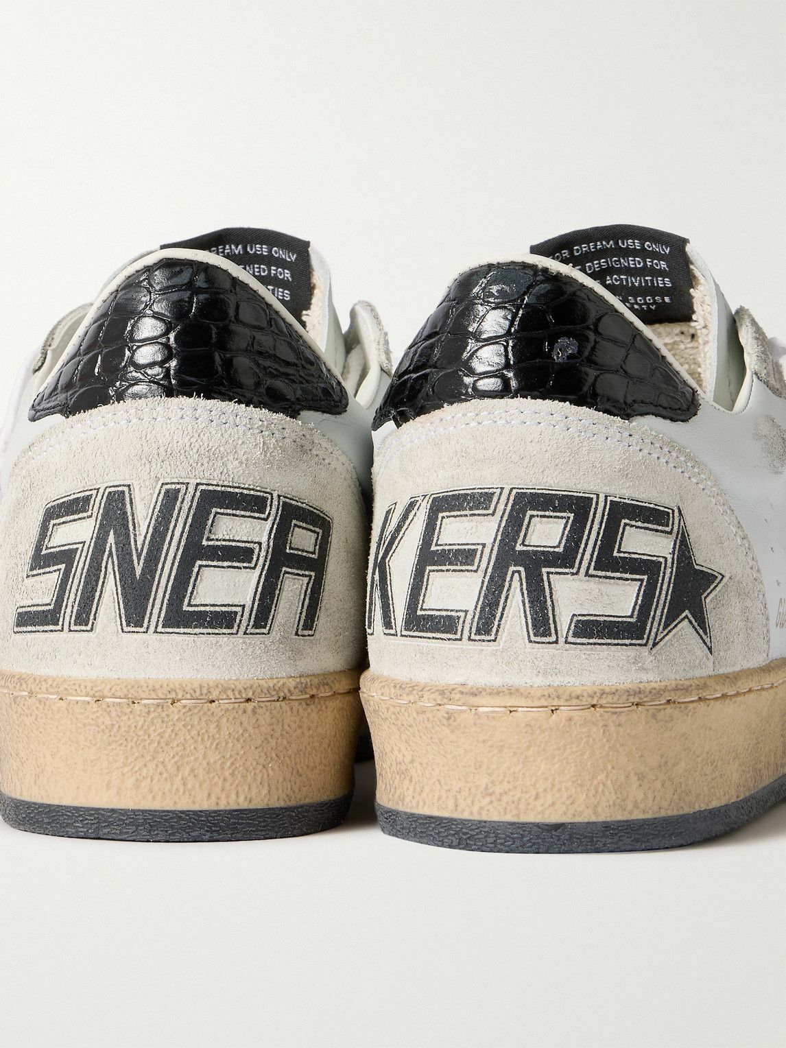 Golden Goose - Ball Star Distressed Suede-Trimmed Leather