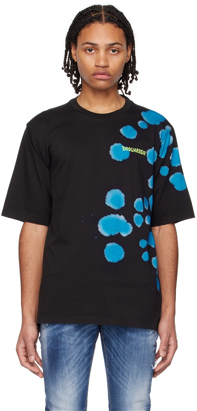 Photo: Dsquared2 Black & Blue Goth Tie&Dyed Skater T-Shirt