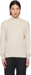 AURALEE Beige Seamless Turtleneck