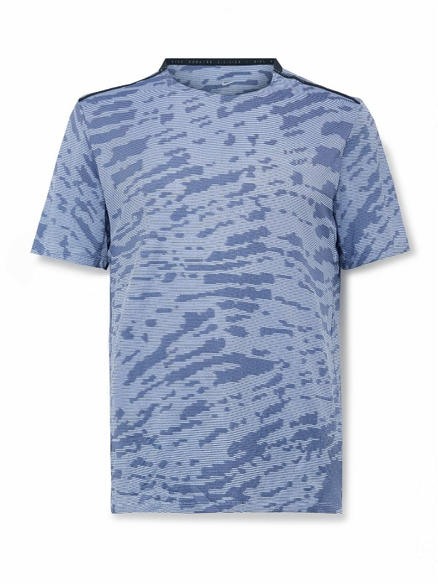 Photo: Nike Running - Run Division Rise 365 Printed Dri-FIT T-Shirt - Blue