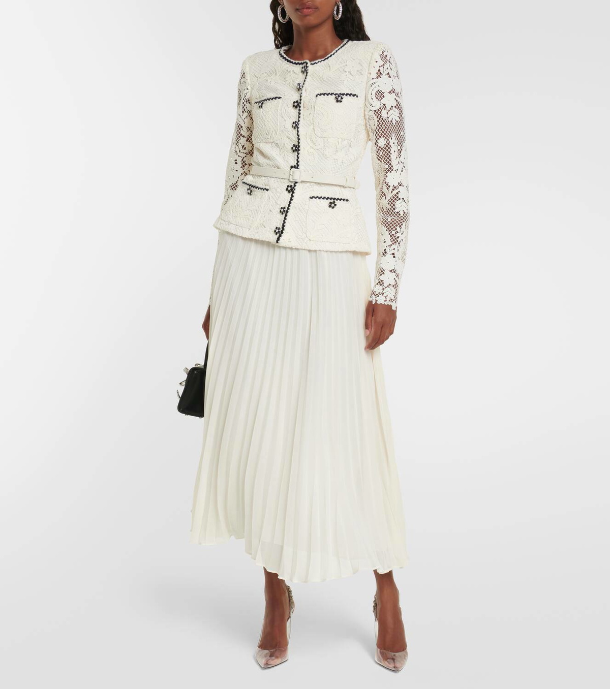 Self-Portrait Lace and chiffon midi dress Self-Portrait