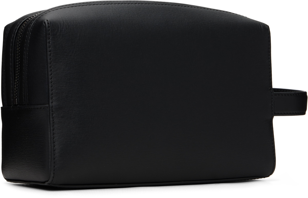 Paul Smith Black Straw-Grain Embossed Leather Wash Pouch