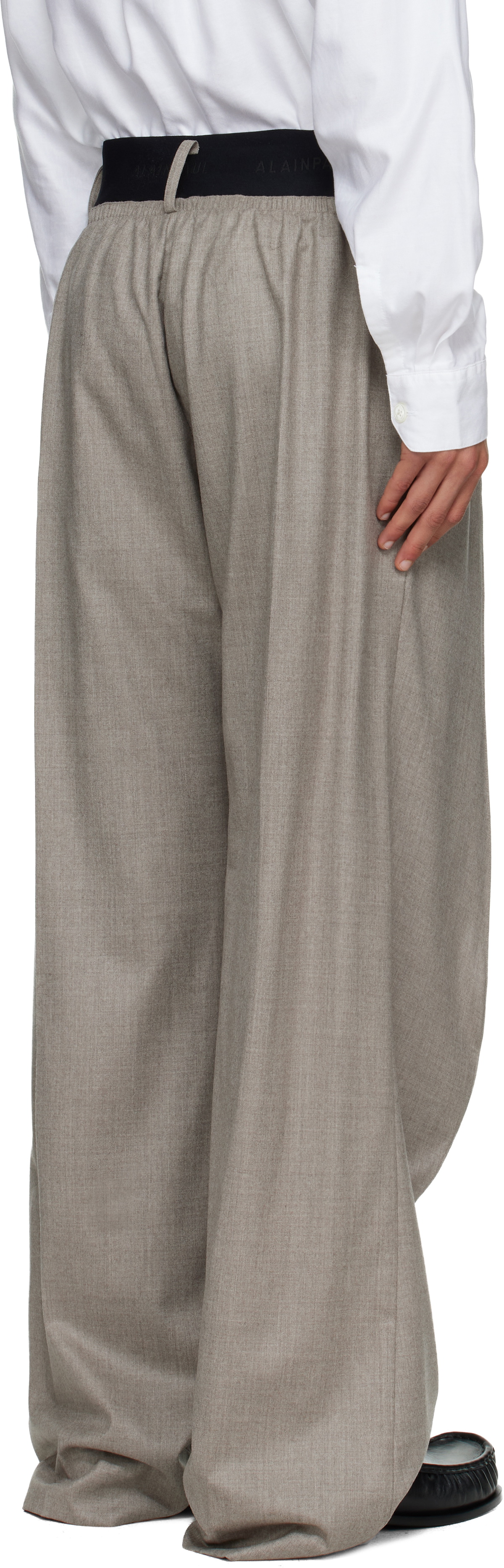 ALAINPAUL Taupe Knee Shape Tailored Trousers