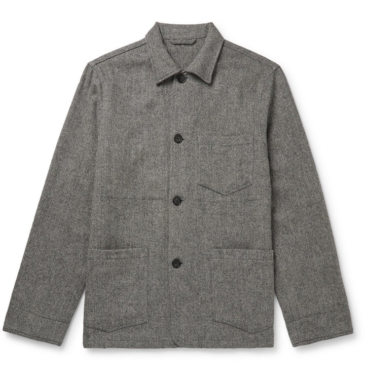 Photo: Officine Generale - Herringbone Wool Blouson Jacket - Gray