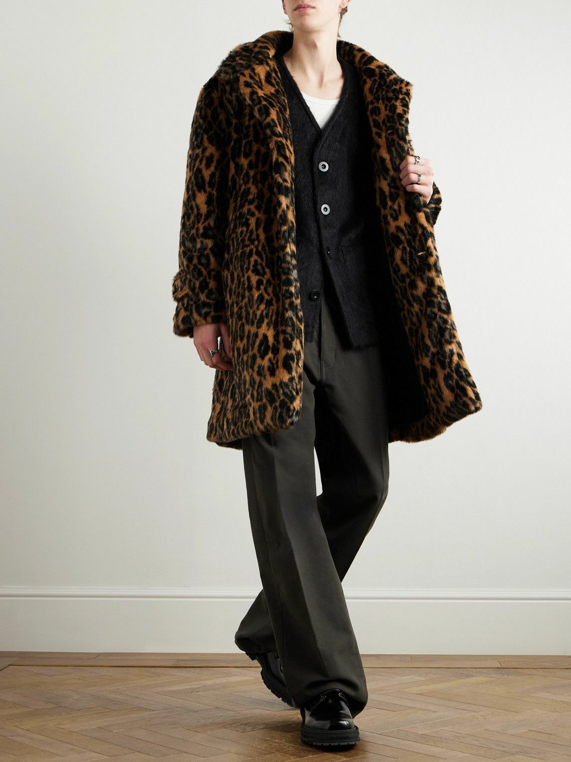 SAINT Mxxxxxx - Padded Leopard-Print Plush Coat - Brown