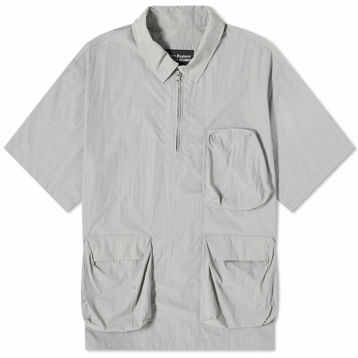 Photo: Uniform Bridge Men's Pullover Pocket Short Sleeve Shirt in Grey