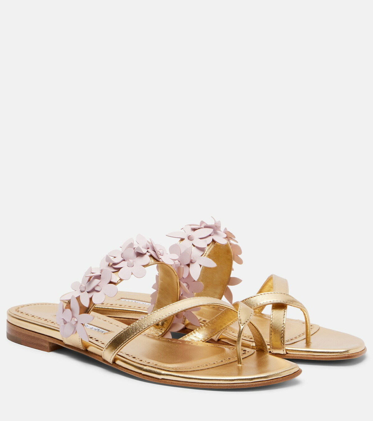 Manolo Blahnik Fiosabi appliqué leather thong sandals
