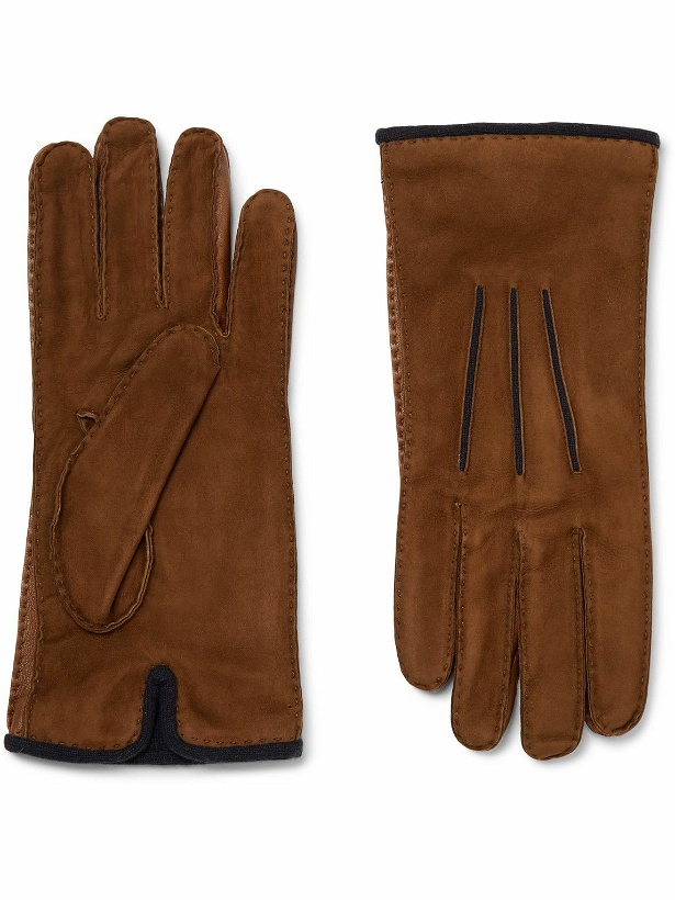 Photo: Loro Piana - Damon Baby Cashmere-Lined Suede Gloves - Brown