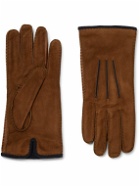 Loro Piana - Damon Baby Cashmere-Lined Suede Gloves - Brown