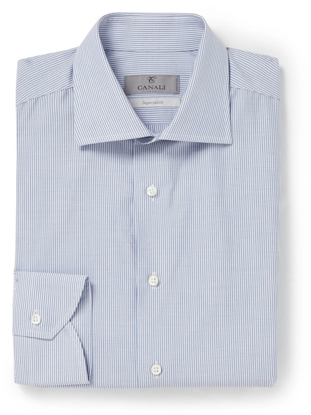 Photo: Canali - Striped Cotton Shirt - Blue