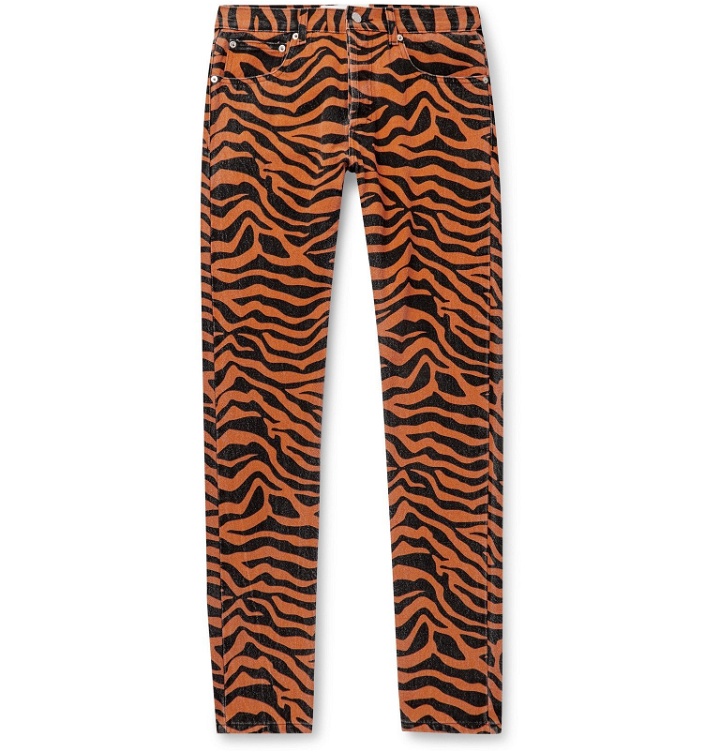 Photo: Noon Goons - Suburbia Skinny-Fit Tiger-Print Denim Jeans - Orange