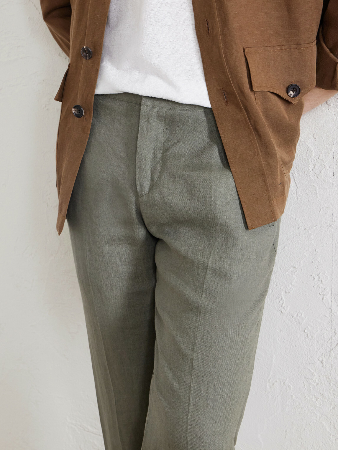 Kiton - Tapered Linen Trousers - Green