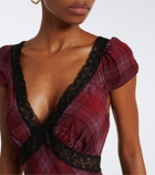 Rixo Iggy lace-trimmed plaid midi dress