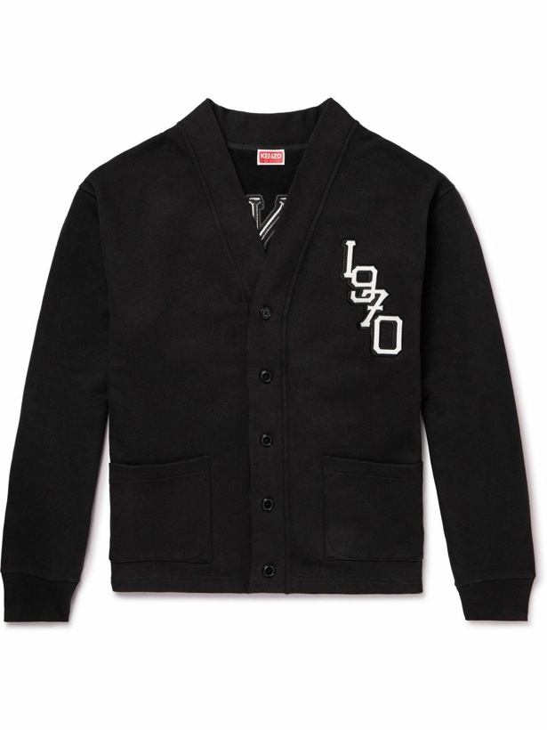 Photo: KENZO - Varsity Jungle Logo-Appliquéd Stretch-Cotton Jersey Cardigan - Black