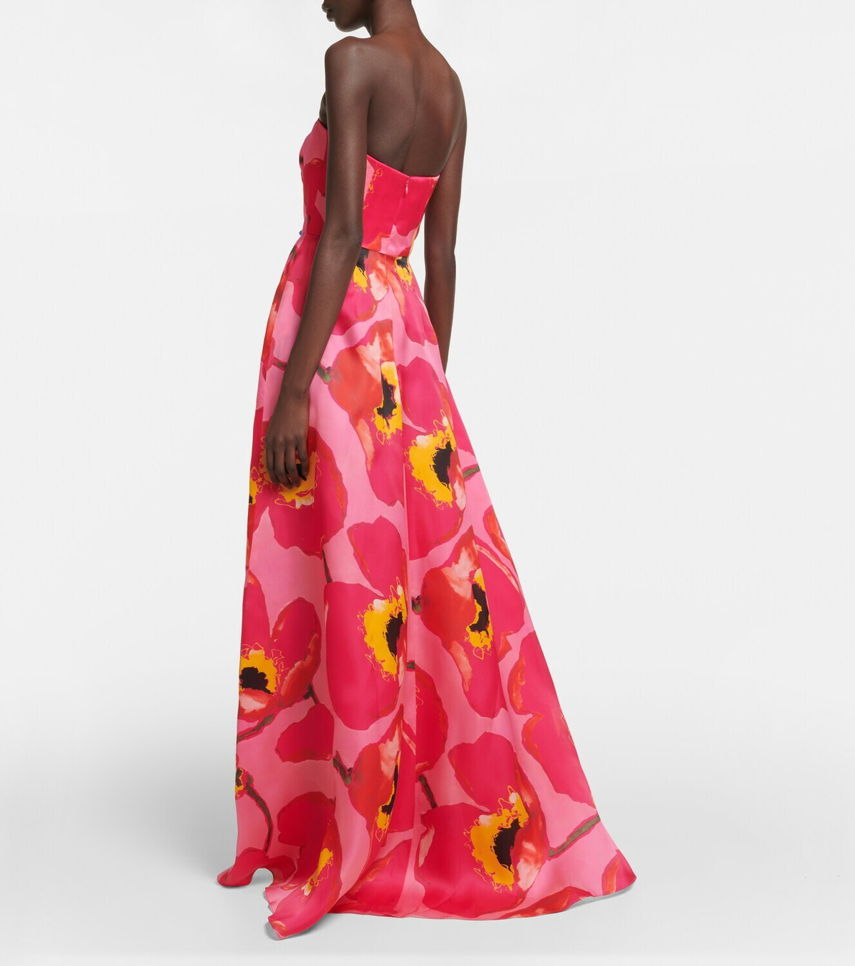 open lace back dress Carolina Herrera Wrap Dress Pink/Red Floral Print Silk Organza Size 4   Celebrity Owned