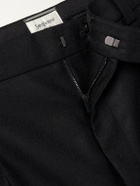 SAINT LAURENT - Tapered Brushed Wool Trousers - Black