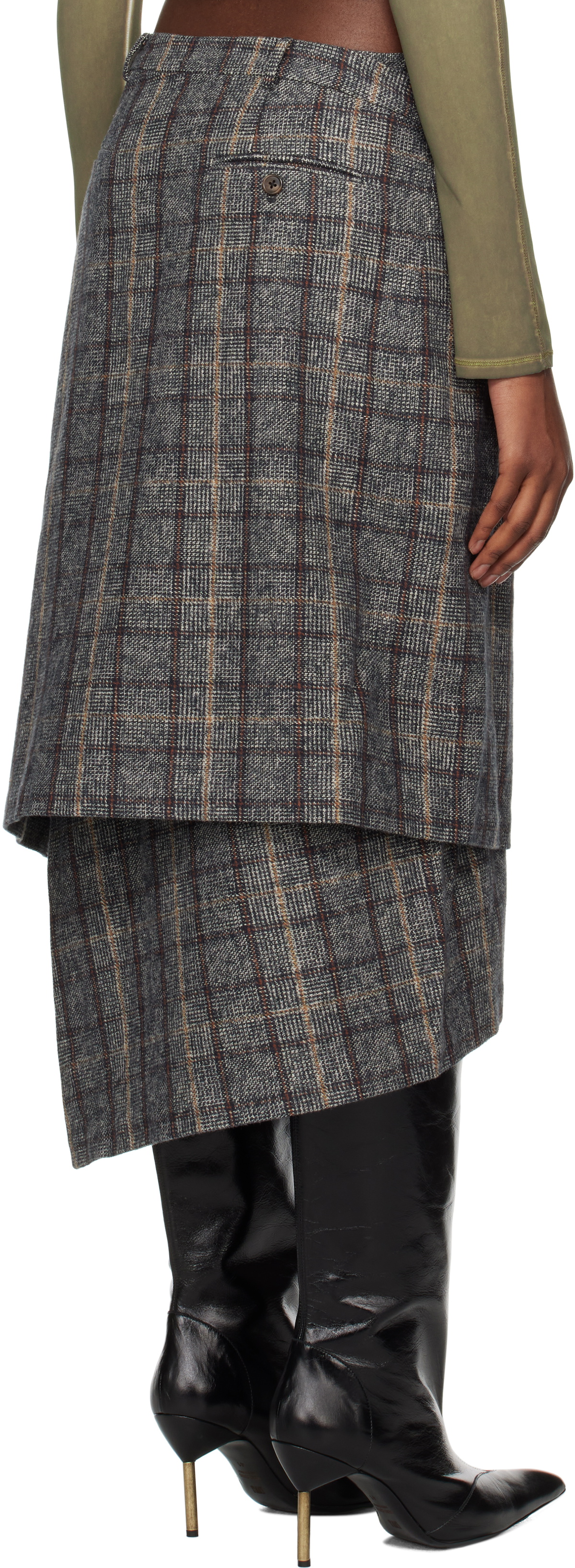 R13 Gray Wrap Midi Skirt
