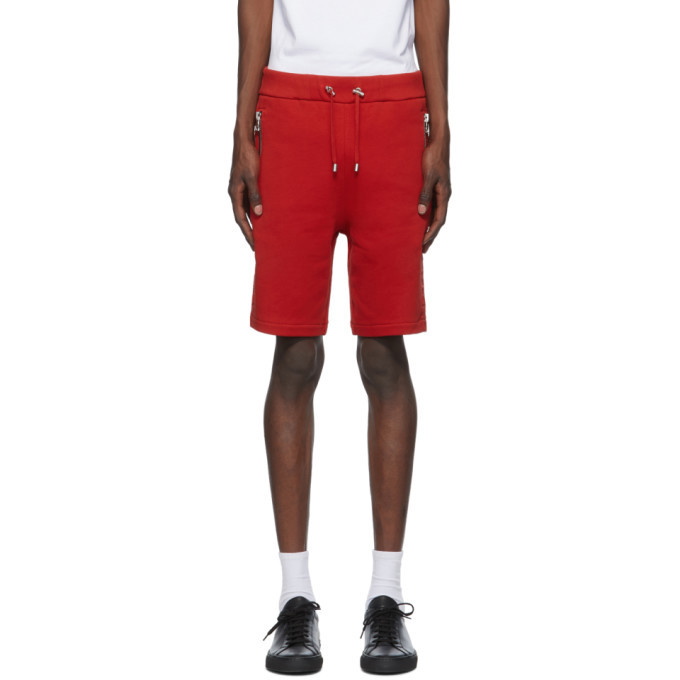 Photo: Balmain Red Embossed Bermuda Shorts