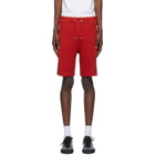 Balmain Red Embossed Bermuda Shorts