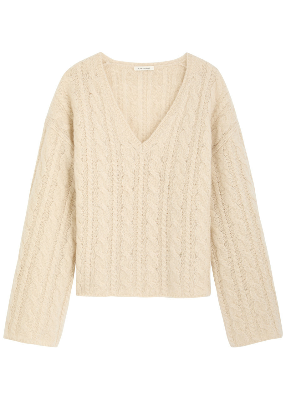 BY Malene Birger Cimone Cable-knit Wool-blend Jumper Sand