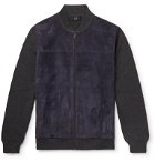 Dunhill - Ribbed Wool and Suede Bomber Jacket - Blue